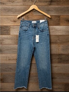 Jelly Jeans NWT Light Blue Washed Straight Leg Jeans with Raw Hem Sz 3